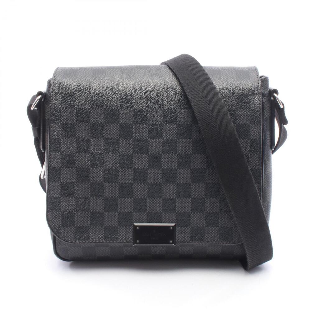 Louis Vuitton District Damier Canvas Leather Shoulder Bag Graphite Black